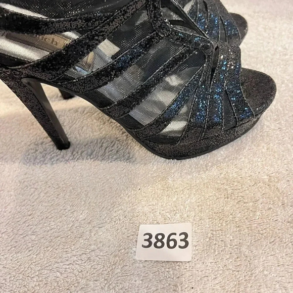 Touch Ups Womens Black Strappy Platform Heels Open Toe Sz 7M Back Zip Sandals - Picture 13 of 14